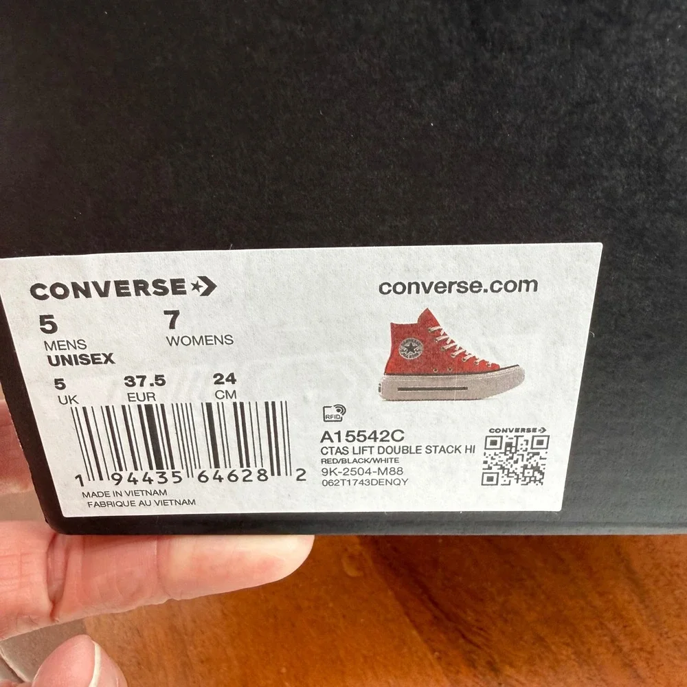 Converse CTAS Lift Double Stack Hi Sneakers Red Platform A15542C Men 5/Women 7